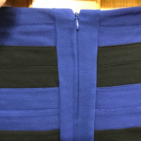 Express Black & Blue Striped Bandage Skirt - Picture 3 of 4